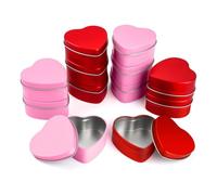 Wadakada Confezione 12 Barattoli 2 Once Forma Cuore per San- con Coperchi, Contenitori per Candele A Forma Cuore, Contenitori per Candele San-, per Fabbricazione Candele