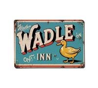 Waddle On Inn Duck Sign Pattern Print Tin Sign Vintage Metal Sign per Cafe Bar Pub Home Wall Decor Poster in metallo 20,3 x 30,5 cm