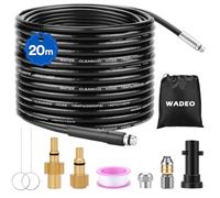 WADEO 20M Tubo per Idropulitrice, Kit per Sonda Sturatubi, Sonda Sturatubi per Idropulitrice, Include Uscita Impermeabile e Adattatori Ingranditi, Adatto per Serie Karcher K2-K7, LAVOR & Bosch