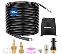WADEO 30M Tubo per Idropulitrice, Kit per Sonda Sturatubi, Sonda Sturatubi per Idropulitrice, Include Uscita Impermeabile e Adattatori Ingranditi, Adatto per Serie Karcher K2-K7, LAVOR & Bosch