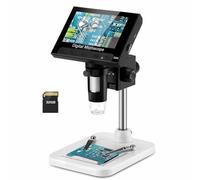WADEO Microscopio Digitale Professionale, [7" Schermo LED] [1200X] Microscopio per Saldatura con 2 Lampade Regolabili, Scheda 32GB, Uscita HDMI per TV, PC, Windows, Mac (4.3" - 1000X - USB)