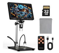 WADEO Microscopio Digitale, [Schermo LCD 10.1''] [1500X - 1080P], Tipo-C, Scheda 32GB, 8 Luci LED Super luminose, Microscopio Professionale per Riparazione Elettronica, Osservazione Monete
