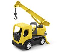 Wader 35367 - Camion Tech Truck con gru, gancio, supporto girevole e assi in acciaio stabile, dimensioni circa 31 x 14,5 x 19 cm, giallo, dai 12 mesi, ideale come regalo per giochi creativi