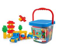 Wader 41340 - Mini Blocchi in Un Grande Secchio, 134 Blocchi da Costruzione e Coperchio, per Bambini dai 3 Anni in su, Adatto Come Regalo per Il Gioco Creativo