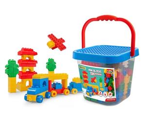 Wader 41340 - Mini Blocchi in Un Grande Secchio, 134 Blocchi da Costruzione e Coperchio, per Bambini dai 3 Anni in su, Adatto Come Regalo per Il Gioco Creativo