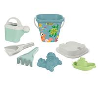 Wader 43230 - Giocattolo di Sabbia Replay con Secchio, Pala, rastrello, setaccio, formina per la Sabbia, Barca e annaffiatoio, 7 Pezzi da Spiaggia in plastica Riciclata, a Partire da 1 Anno di età
