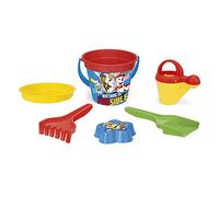 Wader 81137 - Set di secchi Paw Patrol con secchio, colino, brocca d'acqua, paletta, rastrello e forma di sabbia, 6 pezzi, ideale come regalo per giochi creativi
