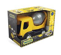 Wader Tech Truck 35363 - Miscelatore per calcestruzzo con tamburo girevole e asse in acciaio stabile, circa 26 x 14,5 x 19 cm, giallo, a partire da 12 mesi, ideale come regalo per giochi creativi