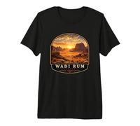Wadi Rum Jordan Vintage Tramonto Viaggio Design Maglietta Premium