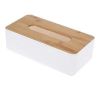 Wadiga Scatola per fazzoletti Rettangolare in plastica Bianca e bambù