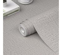 WADILE Carta da Parati Adesiva Effetto Lino per Muro - Rivestimento Murale in Tessuto di Lino Autoadesivo, Decorativa per Camera da Letto, Facile da Applicare e Rimovibile Grigio Chiaro 40cm x 5m
