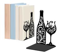 WADORN 1 paio di fermalibri decorativi in metallo per mensole da vino, resistenti, fermalibri in metallo resistente, antiscivolo, a forma di L, per biblioteca, casa, ufficio, scrivania, 13 x 10 x 20