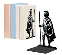 WADORN 1 paio di fermalibri decorativi in metallo Spartan Guards per scaffali, resistenti, moderni e antiscivolo, supporto per libri, per scrivania, libreria, ufficio, casa, 13 x 10 x 20 cm