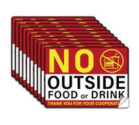 WADORN 10 fogli di adesivi in vinile con scritta No Outside Food or Drink, impermeabili, con scritta in lingua inglese No Outside Food or Drinked, per affari, ristoranti, bar, negozi, uffici, 18 x13