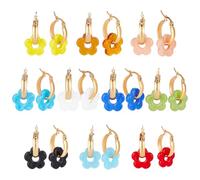 WADORN 10 paia di orecchini a cerchio a forma di fiore lavorato a lume in 10 colori, piccoli orecchini a margherita, orecchini floreali con ciondoli a goccia, gioielli da donna, per feste, matrimoni