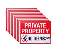 WADORN 10 PVC Adhesive Labels with Private Property No Trespassing, 18 x 13 cm, self-adhesive, for private property, no trespassing, for home, business, red