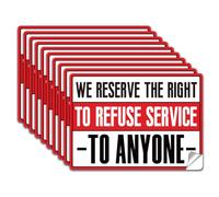 WADORN 10 pz Adesivo con Scritta "Ci Riserviamo Il Diritto di Rifiutare Il Servizio A Chiunque", Adesivo per Cartello In PVC Impermeabile per Servizio Rifiuti A Chiunque, Decalcomania, 13x18cm