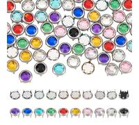 WADORN 100 pz 10 Colori Ottone Strass Artiglio Perline, Moda Cristallo Chiodi Chiodi Chiodi Borchie Punk Diamante Spikes Rotondo Artiglio Rivetti Cristallo Strass per Fai da Te Artigianato Vestiti