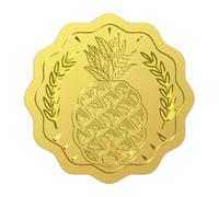 WADORN 100 pz 2" adesivi con Sigillo In Lamina D'Oro A Forma di Ananas, Sigilli A Tema Frutta Oro Adesivi In Lamina Goffrata Sigilli Autoadesivi Etichette Rotonde Dorate per Buste Certificati Regalo