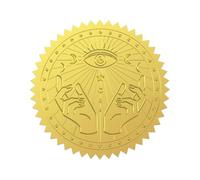 WADORN 100 pz 5cm Stelle Luna Occhio Oro Lamina Sigillo Adesivo In Rilievo, Etichetta Autoadesiva con Sigillo Rotondo Dei Tarocchi per Inviti di Nozze, Certificati di Diploma di Laurea