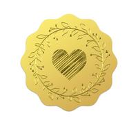 WADORN 100 pz Adesivi In Lamina D'Oro A Forma di Cuore, 5cm Nastro A Forma di Cuore Vintage In Lamina D'Oro Sigilli per Certificati Linea di Ghirlande Etichette Autoadesive In Rilievo Rotonde