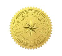 WADORN 100 pz Adesivi In Lamina D'Oro di Eccellenza Superiore, 5cm Buste Dorate A Forma di Stella Sigilli Etichette Rotonde Autoadesive In Rilievo con Sigillo A Forma di Stella per Diplomi Inviti