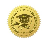 WADORN 100 pz Adesivi In Lamina D'Oro per Cappelli Da Laureato, 5cm Cappello Da Laurea Buste Dorate Sigilli Decalcomania di Laurea Etichette Autoadesive In Rilievo per Diplomi Certificati Premi