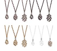 WADORN 12 pz Supporto per Collana di Cristallo Regolabile 4 colori Gabbia Vuota Collana di Pietra Corda Portacristalli fatto a mano in macramè per Roccia di Quarzo per Collana (16.54 pollici)