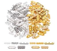 WADORN 150 pz. Barra Distanziatrice Rettangolare Retrò Perline di Metallo 5 distanziatori In Lega di Strass Stile 3 4 fori Tibetani Multifilo Separatore Collegamento Connettori Estremità