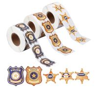 WADORN 1500 adesivi con distintivi della polizia, 3 stili, autoadesivi, per classe, ricompense, bottiglie d'acqua, scrapbooking, laptop, feste, bomboniere, accessori di compleanno, 23-26 x 23-27 mm
