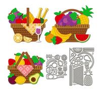 WADORN 2 pezzo di Fustellati per Vino di Frutta, Modello di Taglio Stencil per Goffratura In Acciaio Al Carbonio, Frutta, Vino, Ananas, Uva, Fragola, per Album Fai Da Te, Carta Artigianale