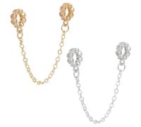 WADORN 2 pz. Ciondolo A Catena di Sicurezza In Argento Dorato con Zirconi Cubici Micro Pavé per Collane Da Donna, Bracciali, Regali di Compleanno, Festa Della Mamma, San Valentino, Famiglia Amici