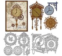 WADORN 2 pz. Orologio Modello Fustelle Taglio Stencil, Orologio Retrò Tascabile Modello Goffratura Fustelle Set Orologio Cornice Metallo Fustelle Fustelle per Scrapbooking Making
