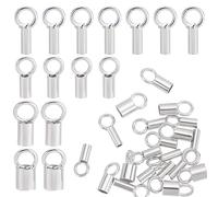WADORN 20 pz 4 misure 925 tappi Terminali per Cordone In Argento Sterling, Terminali per Cavi A Barile con Passanti per Cavi, Catene, Estremità A Cricchetto per Tubi, per La Creazione di Gioielli