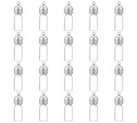 WADORN 20 pz Ciondolo Collana Fiala di Vetro, Ciondoli per Bottiglie di Vetro, Ciondolo per Bottiglia con Tappo A Vite, Ciondolo per Fiala Trasparente, Ciondolo per Bottiglia con Tubo, 11x35mm