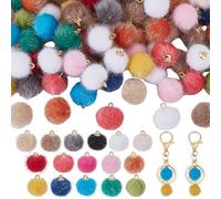 WADORN 200 pezzi Fluffy Ball Colorful Wool Pom Poms Ciondolo Pompon Orecchini Ciondoli 22mm Perline Artificiali Morbide Puff Ball per Donne Orecchini Nappa Ciondolo Portachiavi Borsa