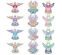 WADORN 24 ciondoli a forma di angelo in filigrana in acciaio inox 201, 12 colori, con ali d'angelo arcobaleno, ciondoli colorati a forma di fata, per orecchini, collane, segnalibri, acchiappasogni