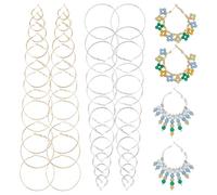 WADORN 24 paio di Orecchini A Cerchio In Argento e Oro, 12 misure, per Donna, 2 paio di Orecchini Rotondi In Lega di Perline, Leggeri, Da 20-75mm, con Perline Aperte, per La Creazione di Gioielli