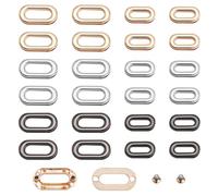 WADORN 24 pz Occhielli Passacavo Avvitabili In Lega, Occhielli In Metallo di 3 colore Insieme Occhiello Anello di Tenuta Ovale Da 1.88/2.47 cm Foro A Scatto O-Ring Connettore Ad Anello per Borsa