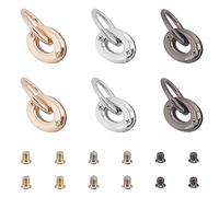 WADORN 3 Colori Occhielli in Metallo Viti Insieme, 6pcs Occhielli a Vite Anello Occhielli Borsa Manico Connettore Fibbia Borsa Anello Fai da Te Accessori per la Realizzazione di Borse, O Ring: 2.75cm