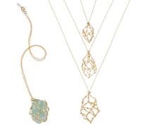 WADORN 3 pezzi collana con supporto di cristallo in ottone, gabbia di pietra, gioielli regolabili in pietra vuota, collana con ciondolo in pietra naturale, regalo di San Valentino, per la creazione di