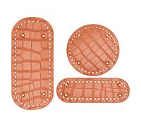 WADORN 3 Pezzi Fondo Borsa per Uncinetto, 3 Misure Borsa Ovale in Pelle Uncinetto Fondo per Unghie Shaper Fondo Borsa Rotonda Cuscino Base Inserto con Fori per Borsa a Tracolla Realizzazione, Marrone