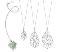 WADORN 3 porta Collana con Gabbia di Cristallo, Supporto per Collana di Pietre Preziose In Ottone, con Lunghezza Regolabile, per Gioielli Fai Da Te Da Donna e Uomo., Platino