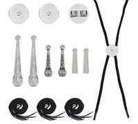 WADORN 3 set di Kit per Trovare La Cravatta Bolo, 3 stile Argento Bolo Tie Tips Fibbia Accessori di Ricambio con 6 pezzi di Estremità Del Cavo In Lega, 3 pezzi di Diapositive Rotonde e 3 fili di Cavo