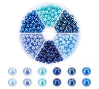 WADORN 300 pz 6 colori Perle di Vetro Blu Perla, Perline di Vetro Sciolte Assortite Rotonde Blu Da 6mm, Perline Artigianali con Fori per Creazioni Fai Da Te, Creazione di Gioielli, Bracciali, Collane