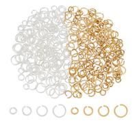 WADORN 320 pz 8 stili Anelli Aperti Placcati Oro 18K, Kit di Forniture per La Creazione di Gioielli con 4/5/6/7 anelli di Congiunzione In Acciaio Inossidabile Dorato Argentato Da 304mm