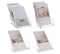 WADORN 4 porta Biglietti Da Visita In Acrilico, Organizzatore Trasparente per Biglietti Da Visita Aziendali con 7 slot, Supporto per Volantini A 1-3 livelli, Organizer Verticale per Scrivania