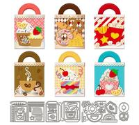 WADORN 4 pz. Scatola Regalo 3D Fustellata, 3D Popcorn Fragola Ciambella Sacchetto di Pane Fustella In Metallo Stencil Da Taglio In Acciaio Al Carbonio per Fai Da Te Scrapbooking Album