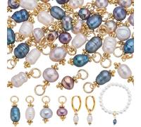 WADORN 40 pz 4 stili di Ciondoli di Perle D'Acqua Dolce Coltivate Naturali, Ciondoli Pendenti A Forma di Pera Naturale di Colore Misto Da 18-21mm, con Perle e Anelli In Ottone per Braccialetti