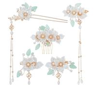 WADORN 5 forcine per capelli con fiori di camelia, strass e perle, forcine per capelli cinesi vintage cinesi Hanfu per spose, accessori per capelli per acconciature da indossare tutti i giorni, feste